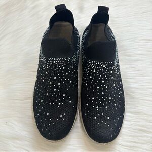 NanaMacs Black Rhinestone Sock Sneakers Size 10